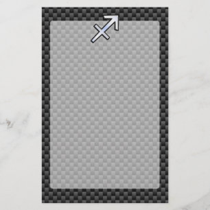 Chrome Like Sagittarius Sign Carbon Fibre Print Stationery