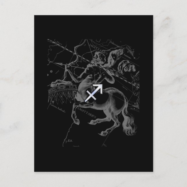 Chrome Like Sagittarius Zodiac Sign Hevelius Decor Postcard (Front)