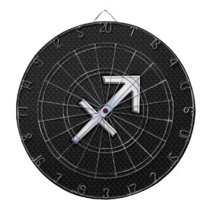 Chrome Like Sagittarius Zodiac Sign on Black Dartboard