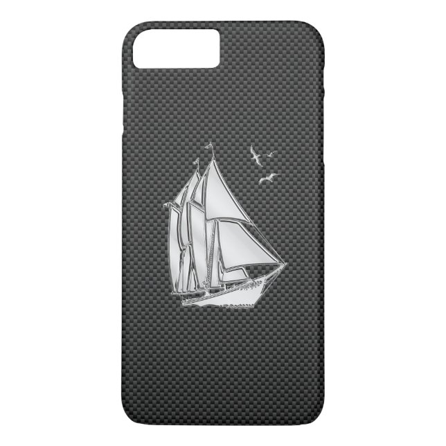 Chrome Like Sail boat on Carbon Fibre Case-Mate iPhone Case (Back)
