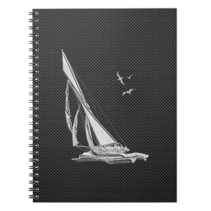 Chrome Like Sailboat on Carbon Fibre Notebook