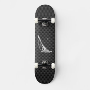 Chrome Like Sailboat on Carbon Fibre Skateboard