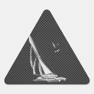 Chrome Like Sailboat on Carbon Fibre Triangle Sticker