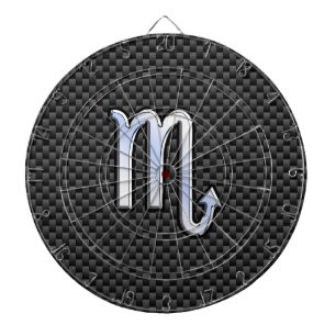 Chrome Like Scorpio Zodiac Sign Carbon Fibre Print Dartboard