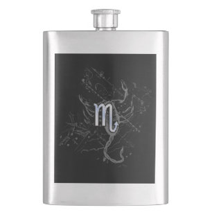 Chrome like Scorpio Zodiac Sign on Hevelius 1690 Hip Flask