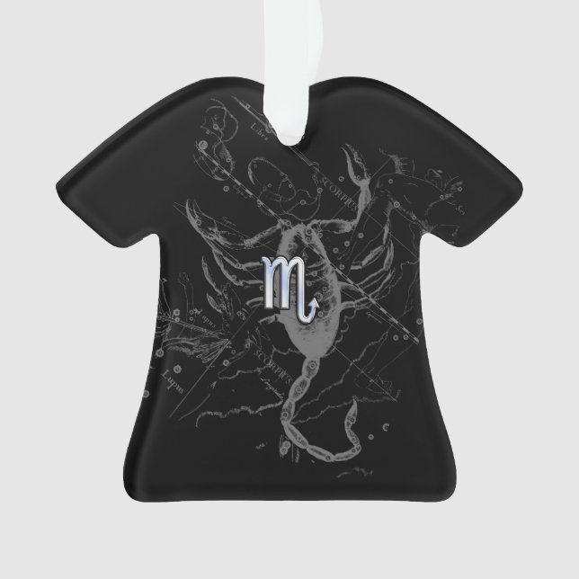 Chrome like Scorpio Zodiac Sign on Hevelius 1690 Ornament (Front)