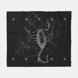 Chrome like Scorpio Zodiac Sign on Hevelius Decor Fleece Blanket