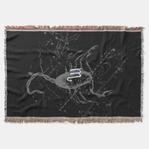 Chrome like Scorpio Zodiac Sign on Hevelius Throw Blanket