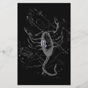 Chrome like Scorpio Zodiac Symbol on Hevelius Stationery