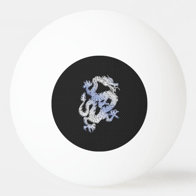 Chrome like silver Dragon Black Snake Skin style Ping Pong Ball (Front)