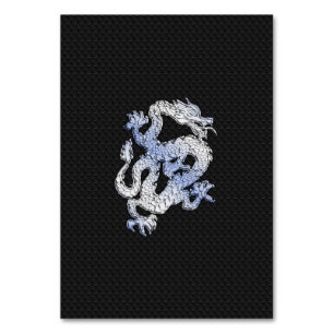 Chrome like silver Dragon Black Snake Skin style Table Number