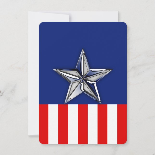 Chrome Like Silver Star Festive Patriotic Colours (Front)