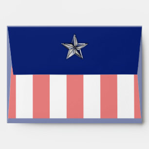 Chrome Like Silver Star Festive Patriotic Colours Envelope