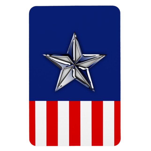 Chrome Like Silver Star Festive Patriotic Colours Magnet (Vertical)