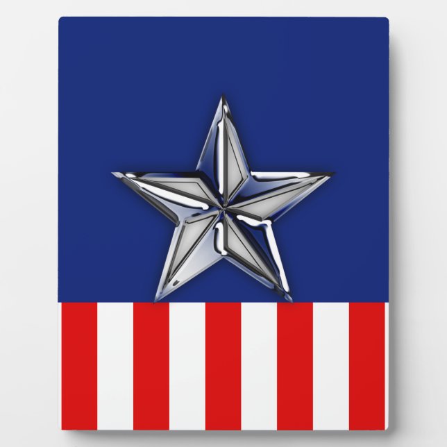 Chrome Like Star on Festive Patriotic Colours Plaque (Front)