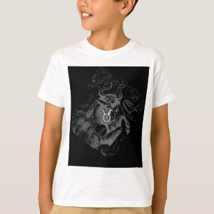 Chrome like Taurus Zodiac on Hevelius Black T-Shirt