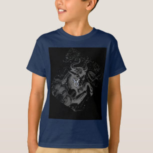 Chrome like Taurus Zodiac on Hevelius Black T-Shirt