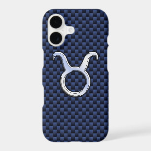 Chrome Like Taurus Zodiac Sign Blue Carbon Print