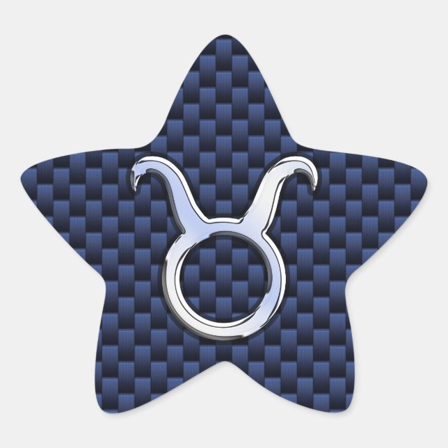 Chrome Like Taurus Zodiac Sign Blue Carbon Print Star Sticker (Front)