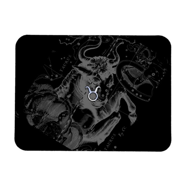 Chrome like Taurus Zodiac Sign on Hevelius Magnet (Horizontal)
