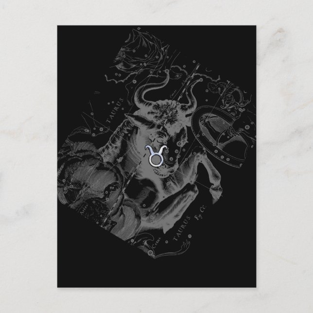 Chrome like Taurus Zodiac Sign on Hevelius Postcard (Front)
