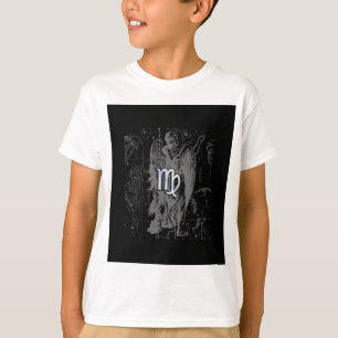 Chrome like Virgo Zodiac Sign on Black Hevelius T-Shirt