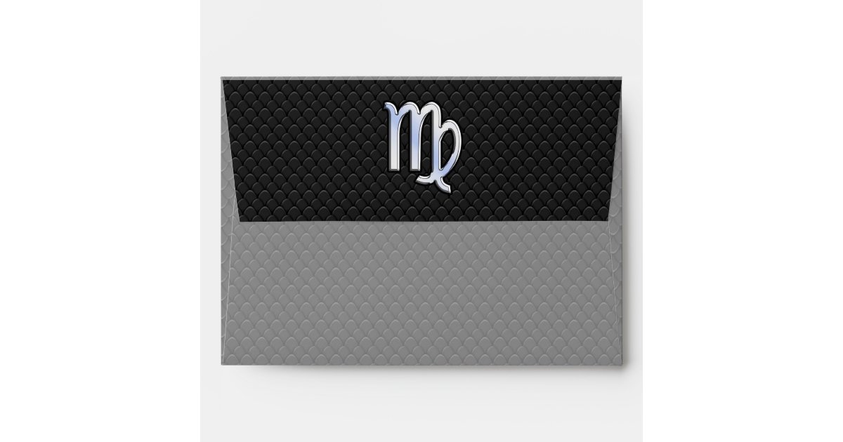 Chrome Like Virgo Zodiac Sign on Black snake skin Envelope Zazzle