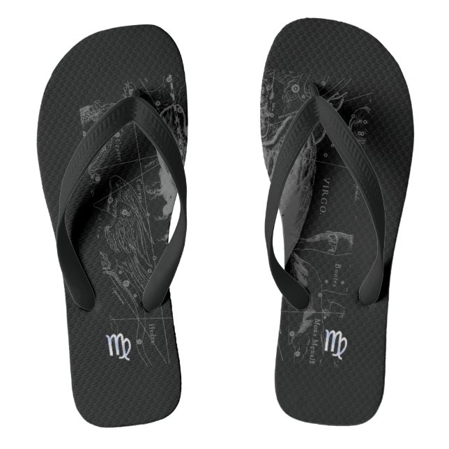 Chrome like Virgo Zodiac Sign on Hevelius Flip Flops (Footbed)