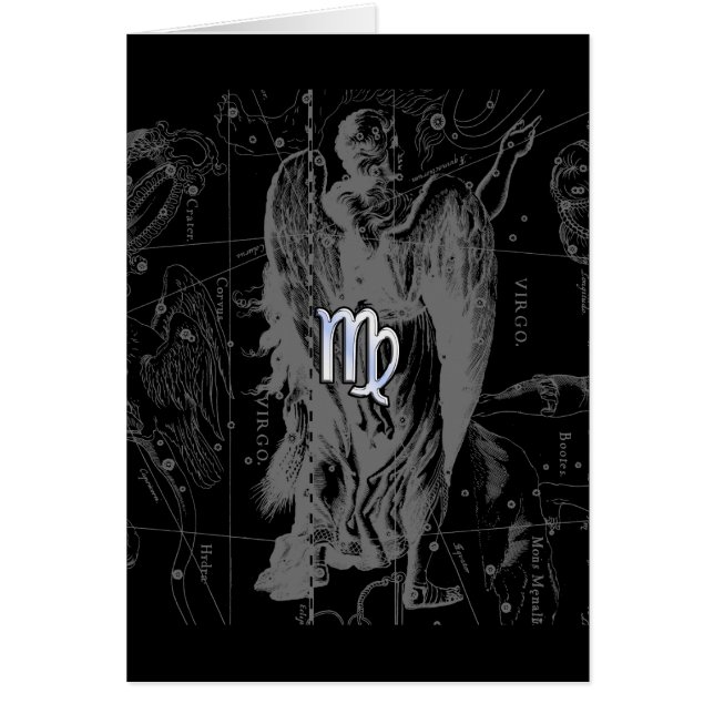 Chrome like Virgo Zodiac Sign on Hevelius in Black (Front)