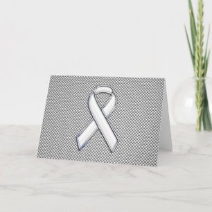 Chrome Like White Ribbon Awareness Carbon Fibre Card