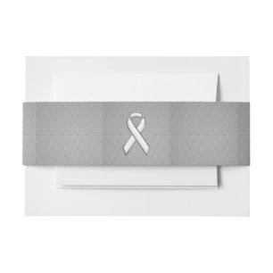 Chrome Like White Ribbon Awareness Carbon Fibre Invitation Belly Band