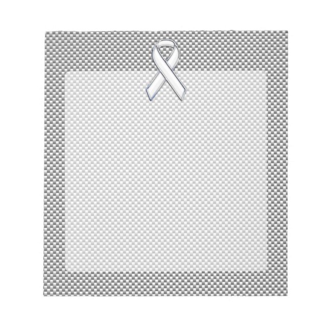 Chrome Like White Ribbon Awareness Carbon Fibre Notepad (Front)