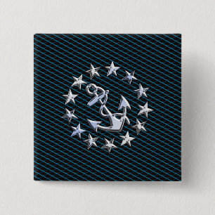 Chrome Like Yacht Flag Automotive Grille Print 15 Cm Square Badge