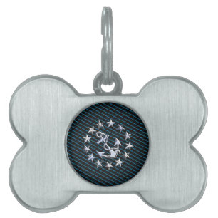 Chrome Like Yacht Flag Automotive Grille Print Pet ID Tag