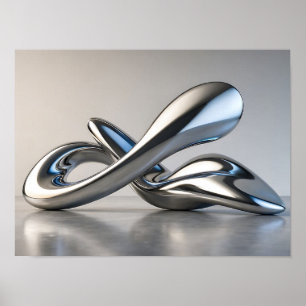 Chrome Liquid Metal Abstract 3D Sculpture Poster