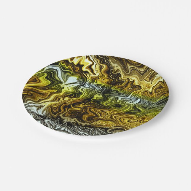 Chrome Liquid Metallic Gold Silver Cool Party Paper Plate (Angled)