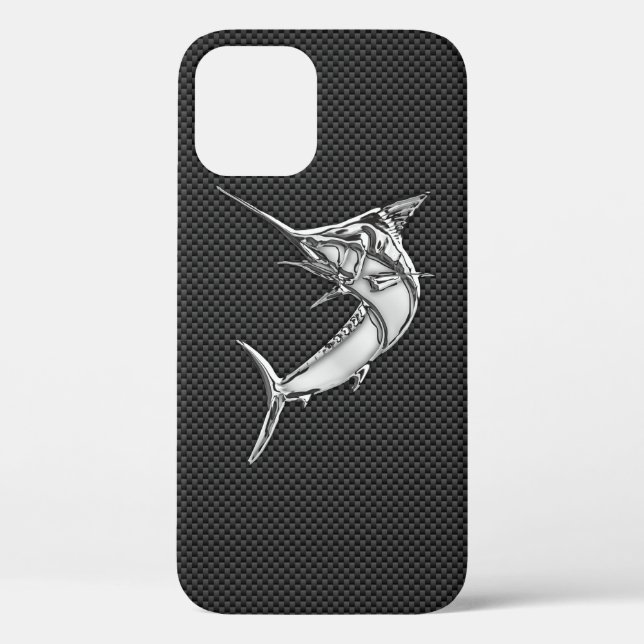 Chrome Marlin on Carbon Fibre Case-Mate iPhone Case (Back)