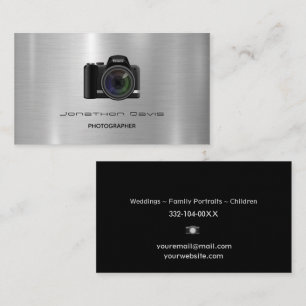 Chrome Metal Design Photography Camera Business Card