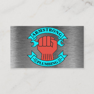 Chrome Metal Design Plumbing Repair Service Business Card