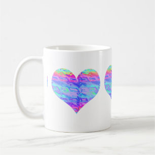 Chrome Metallic Neon Rainbow Heart Coffee Mug