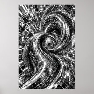Chrome Mirror Mosaic Swirl Poster