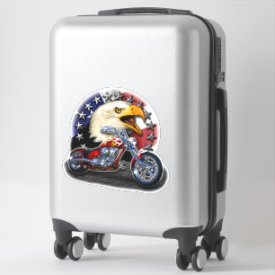 Chrome Motorcycle Chopper Patriotic Eagle USA Flag