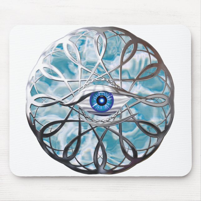 Chrome Mystical Eye Design Mouse Mat (Front)