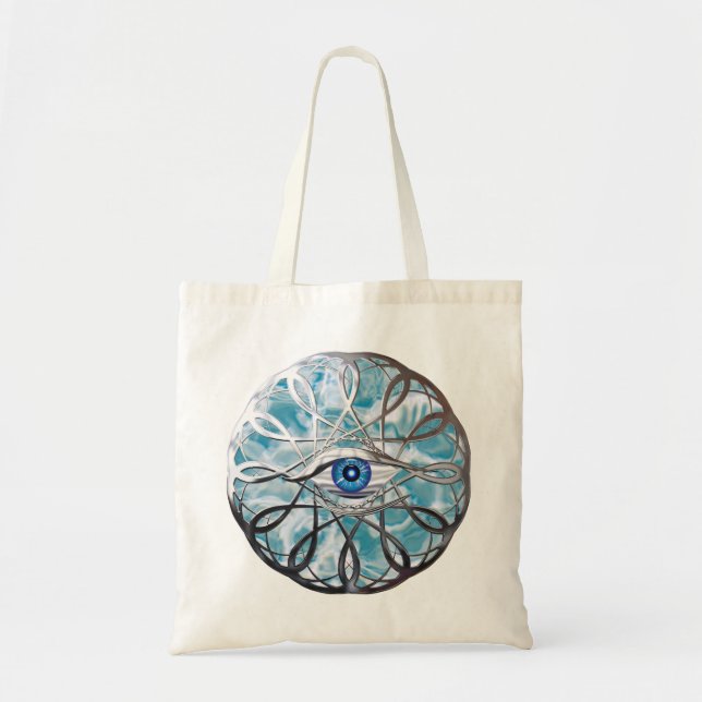 Chrome Mystical Eye Design Tote Bag (Front)