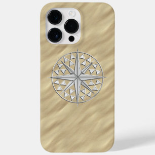 Chrome Nautical Compass on Sandy Beach Print Case-Mate iPhone 14 Pro Max Case