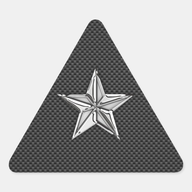 Chrome Nautical Star on Carbon Fiber Triangle Sticker (Front)