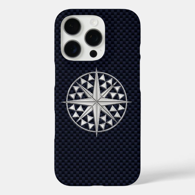 Chrome Nautical Star on Carbon Fibre Case-Mate iPhone Case (Back)