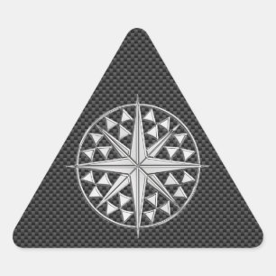 Chrome Nautical Star on Carbon Fibre Triangle Sticker