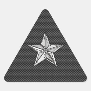Chrome Nautical Star on Carbon Fibre Triangle Sticker