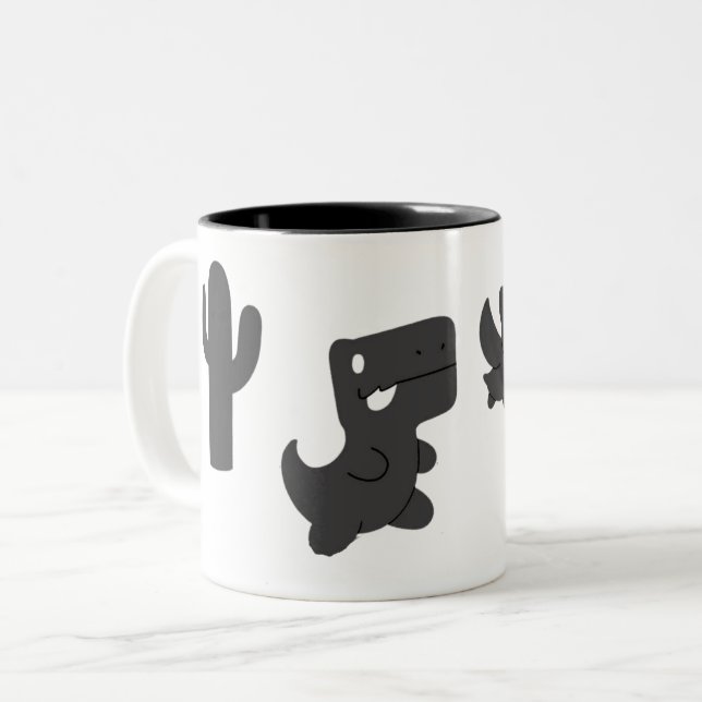 chrome offline dino Two-Tone coffee mug (Front Left)